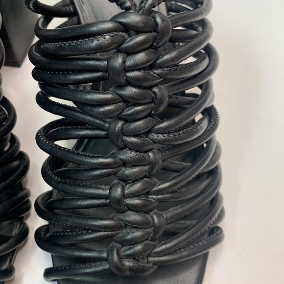 Rebecca Minkoff Black Calanthe Strappy Knot Chunky Slide Sandals S-050 size 7.5 - Picture 6 of 13